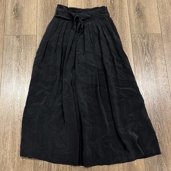 Zara Dresses & Skirts - Zara Black Satin Tie Waist Pocket Maxi Skirt